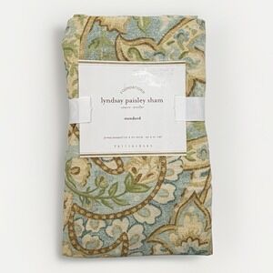 Pottery Barn Lyndsay Paisley Standard Pillow Sham Green Floral Bird New